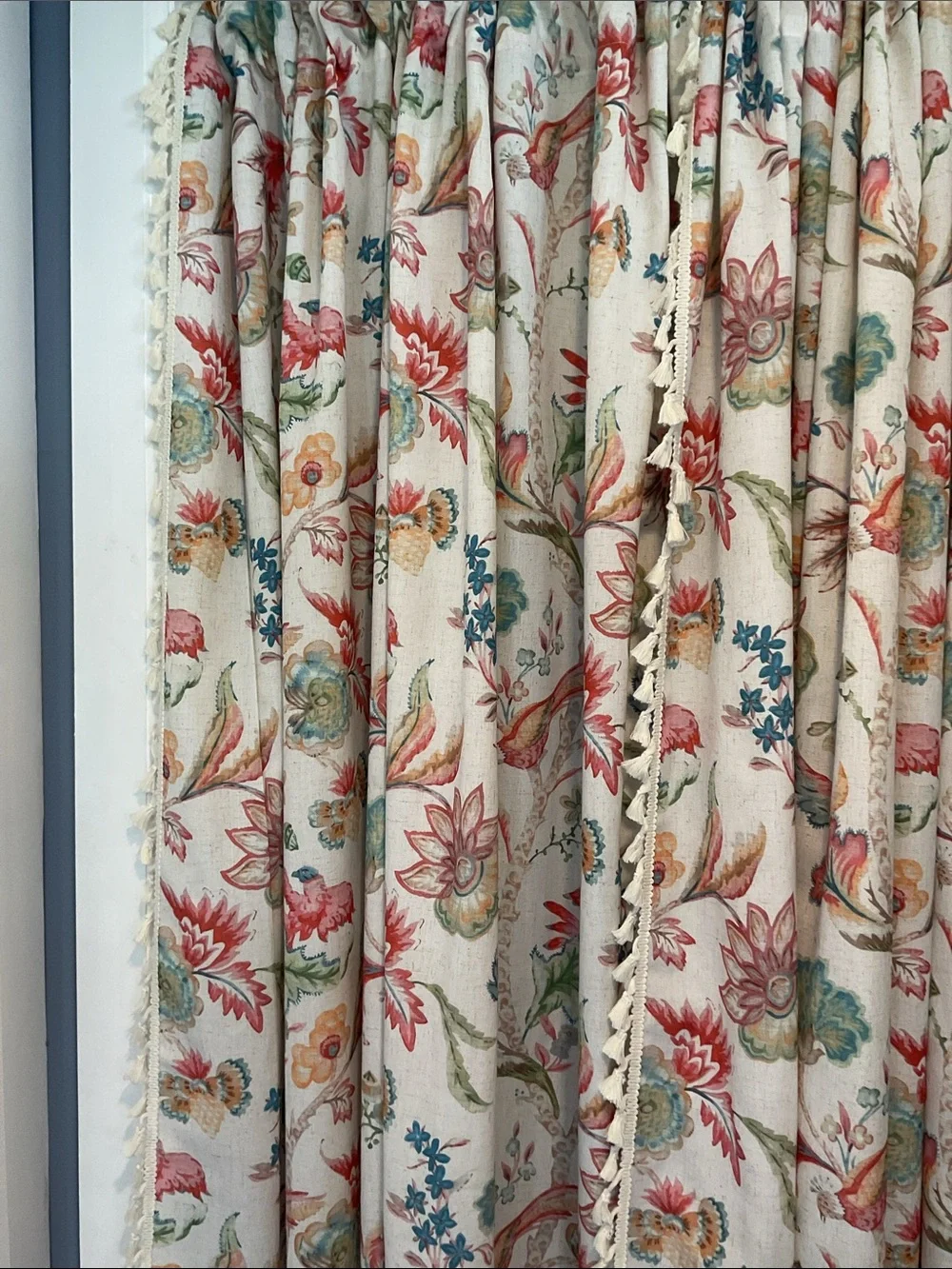 Boho Jacobean pair curtains.